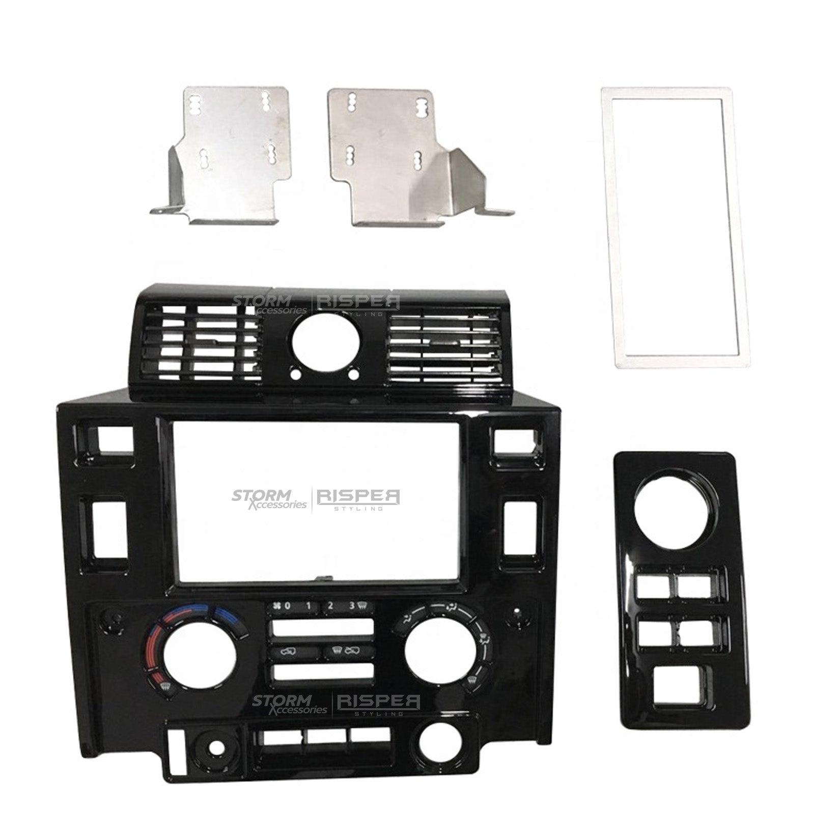 Land Rover Defender 90/110 2008-2020 – Double DIN Surround Fascia Panel Kit In Gloss Black